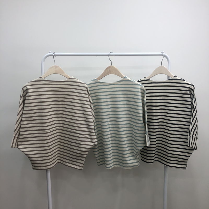 BLOOM - Korean Women Fashion - #Kfashion - Drop Stripe Tee - 2