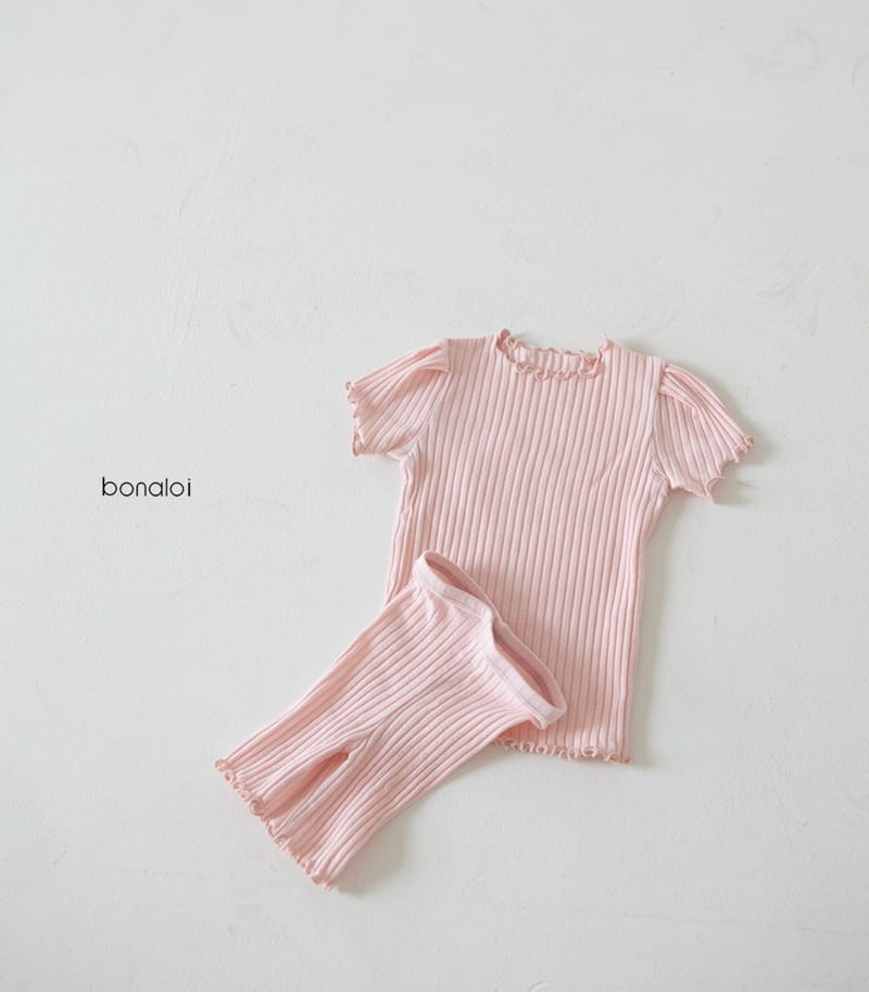 BONALOI - Korean Children Fashion - #Kfashion4kids - Rip Short Sleeves Bottom Set - 2