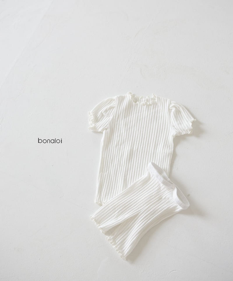 BONALOI - Korean Children Fashion - #Kfashion4kids - Rip Short Sleeves Bottom Set - 3