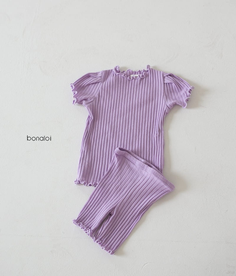 BONALOI - Korean Children Fashion - #Kfashion4kids - Rip Short Sleeves Bottom Set - 4