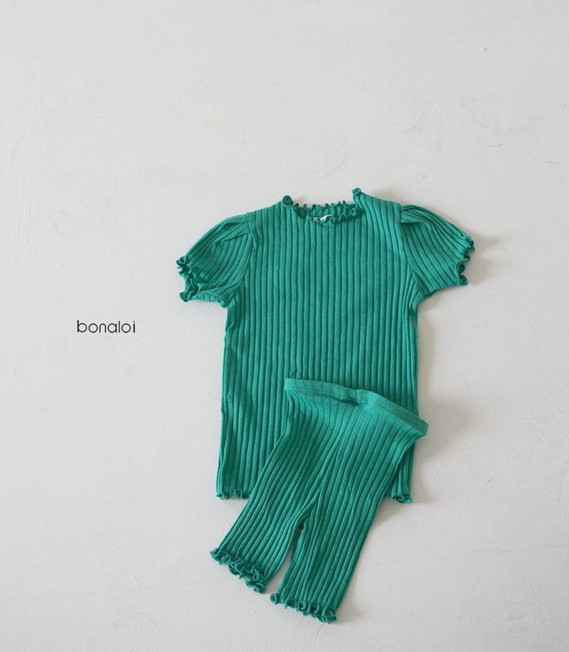 BONALOI - Korean Children Fashion - #Kfashion4kids - Rip Short Sleeves Bottom Set - 5