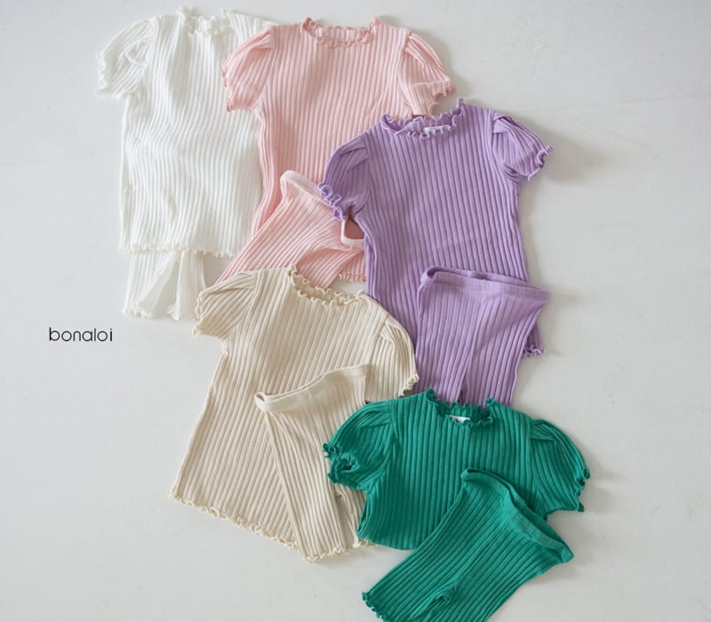 BONALOI - Korean Children Fashion - #Kfashion4kids - Rip Short Sleeves Bottom Set - 6