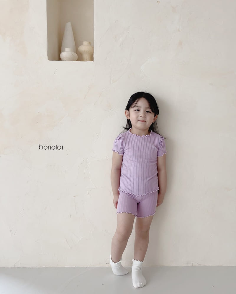 BONALOI - Korean Children Fashion - #Kfashion4kids - Rip Short Sleeves Bottom Set - 8