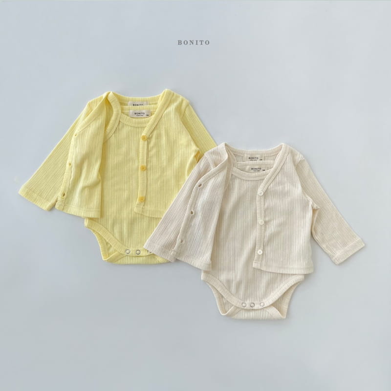 BONITO - Korean Children Fashion - #Kfashion4kids - Cardigan Bodysuit Set - 2