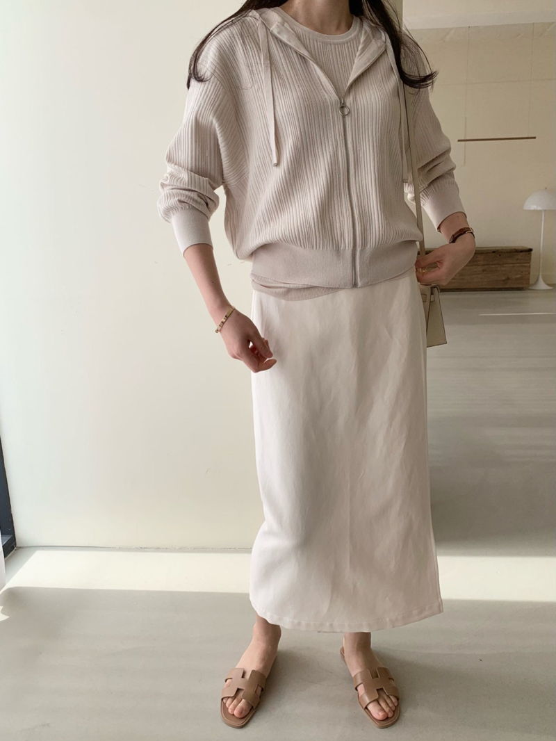 BOWEN - Korean Women Fashion - #Kfashion - Knit Tee & Zip-up Set