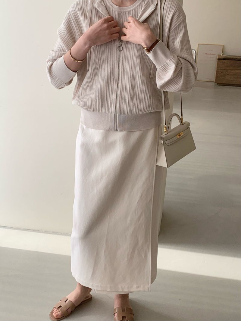 BOWEN - Korean Women Fashion - #Kfashion - Knit Tee & Zip-up Set - 4