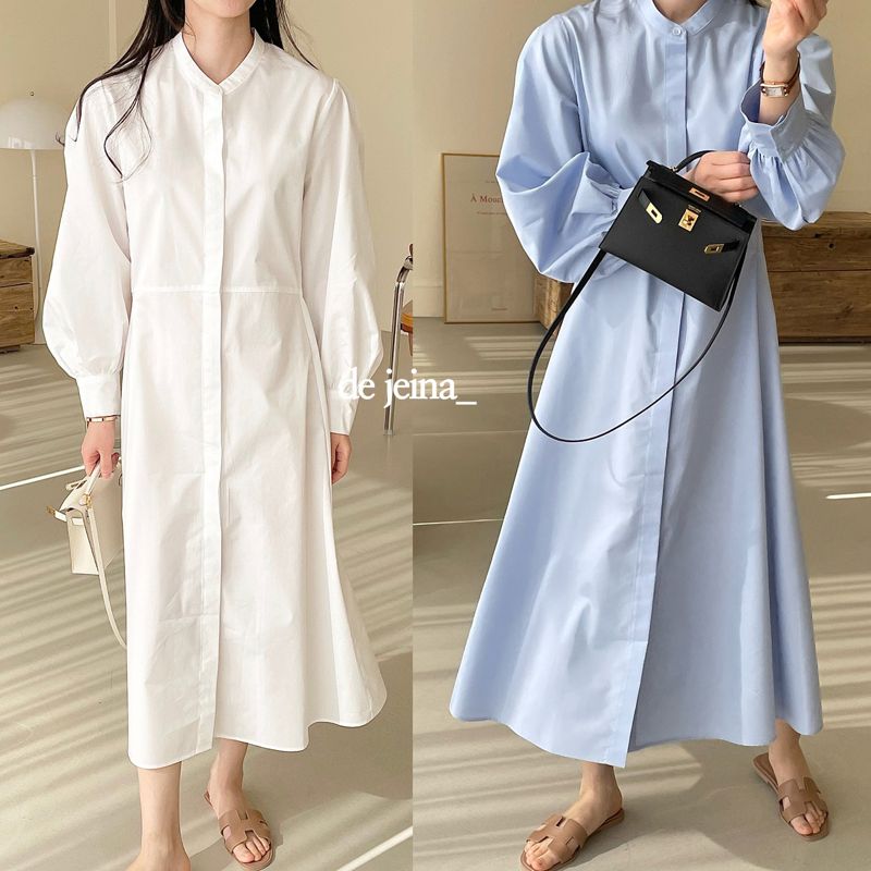BOWEN - Korean Women Fashion - #Kfashion - Puff Sleeve One-piece