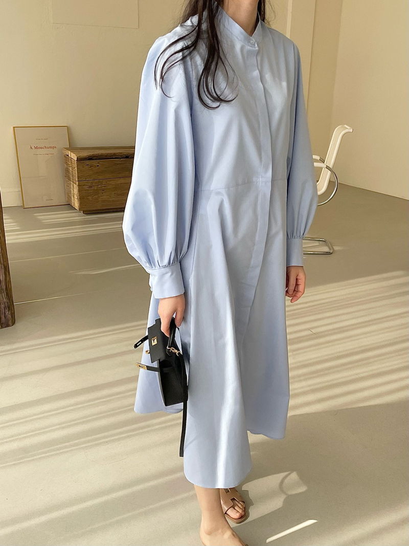 BOWEN - Korean Women Fashion - #Kfashion - Puff Sleeve One-piece - 12