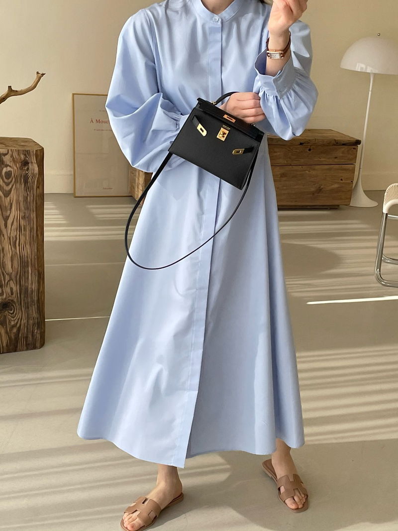 BOWEN - Korean Women Fashion - #Kfashion - Puff Sleeve One-piece - 6