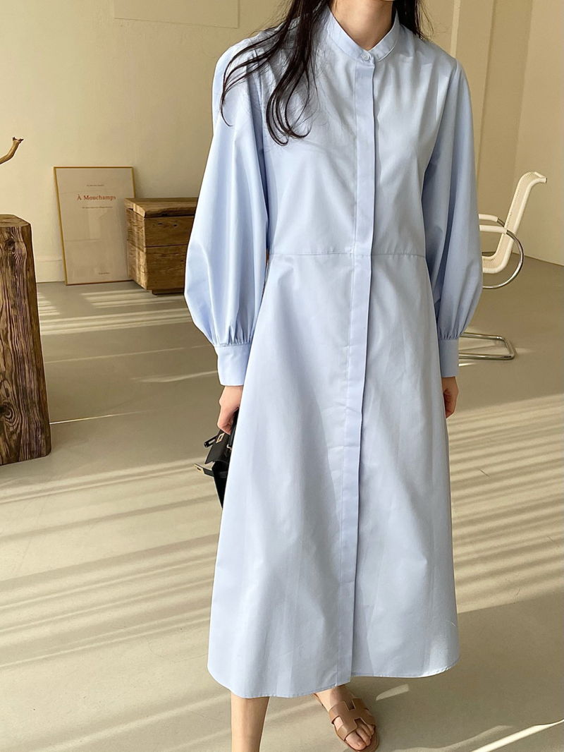 BOWEN - Korean Women Fashion - #Kfashion - Puff Sleeve One-piece - 8