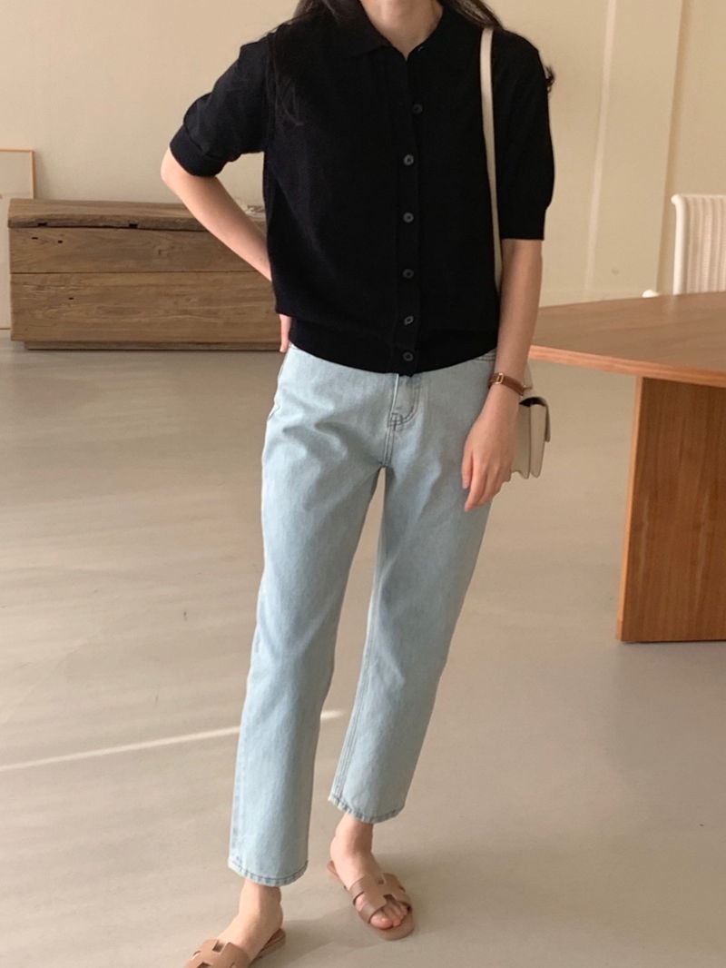 BOWEN - Korean Women Fashion - #Kfashion - Collar Short Sleeve Cardigan - 12