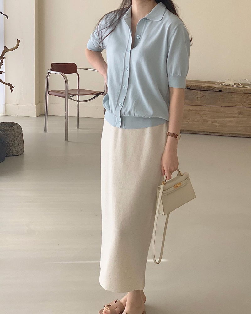 BOWEN - Korean Women Fashion - #Kfashion - Collar Short Sleeve Cardigan - 9