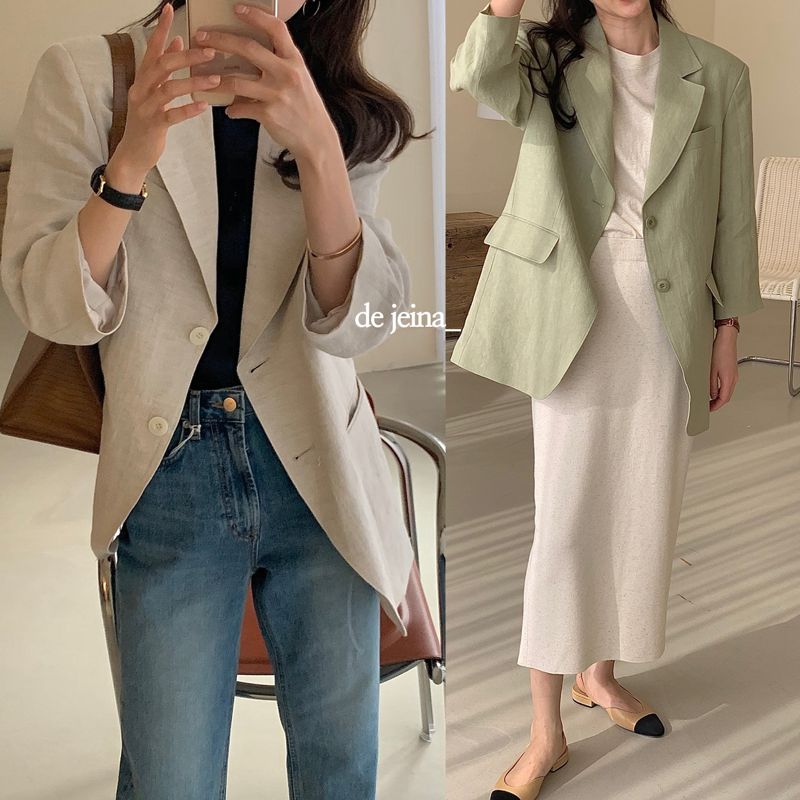 BOWEN - Korean Women Fashion - #Kfashion - Linen Jacket