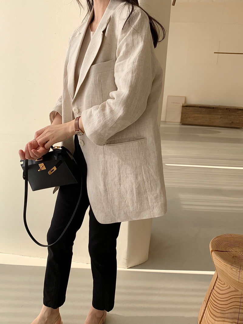 BOWEN - Korean Women Fashion - #Kfashion - Linen Jacket - 4