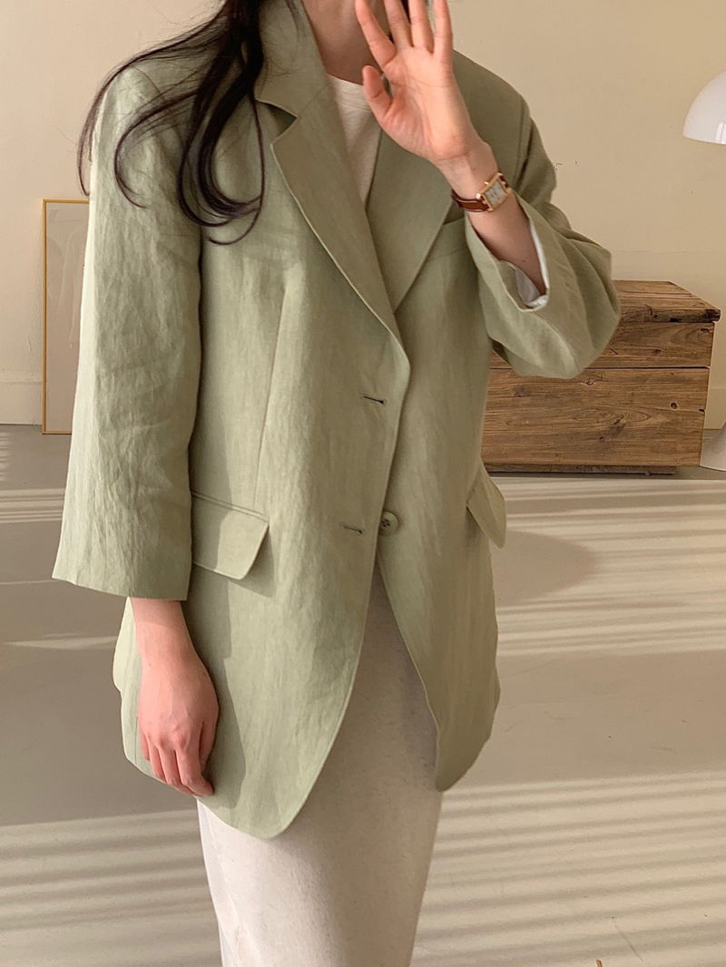 BOWEN - Korean Women Fashion - #Kfashion - Linen Jacket - 6