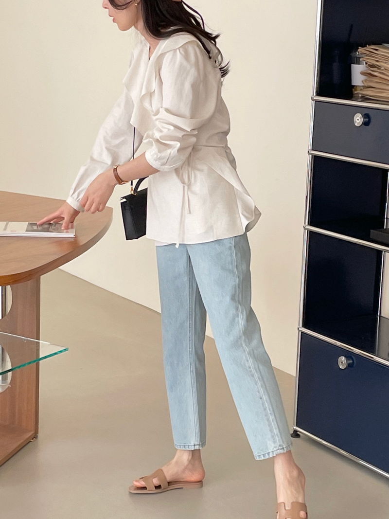 BOWEN - Korean Women Fashion - #Kfashion - Redone Light Denim Pants - 4