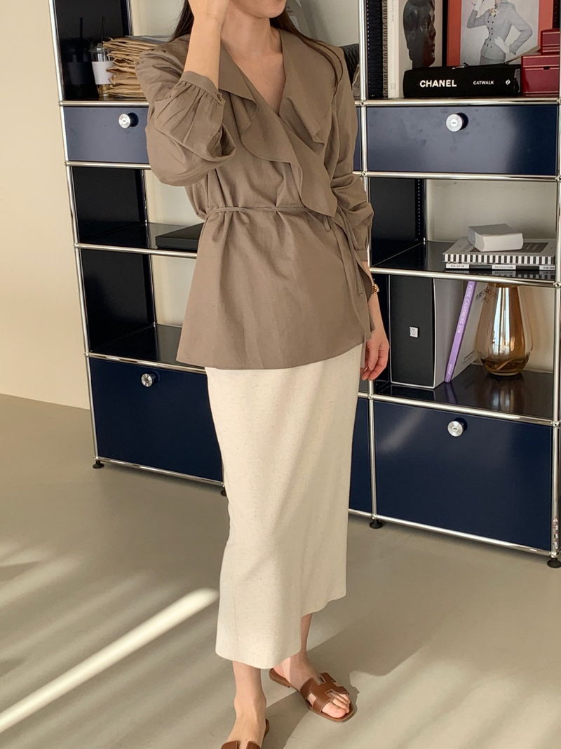 BOWEN - Korean Women Fashion - #Kfashion - Linen Wrap Blouse - 5
