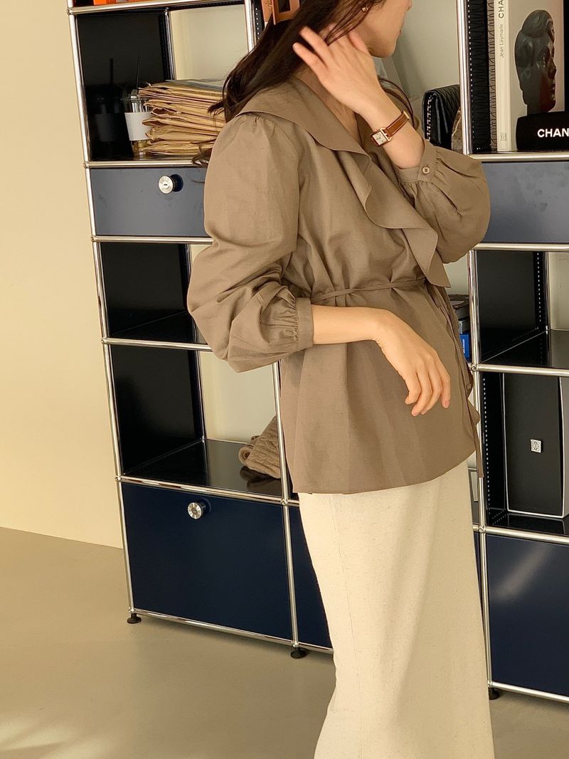 BOWEN - Korean Women Fashion - #Kfashion - Linen Wrap Blouse - 6