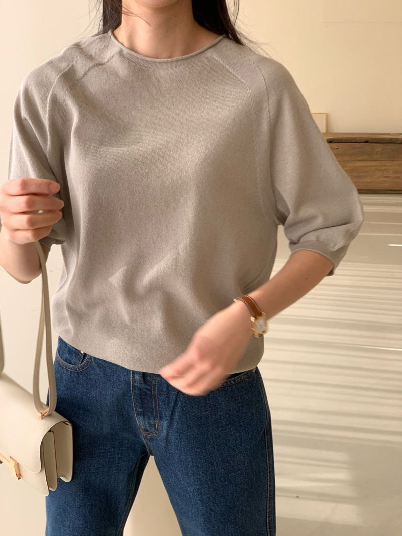 BOWEN - Korean Women Fashion - #Kfashion - Wholegarment Malim Round Pullover - 4