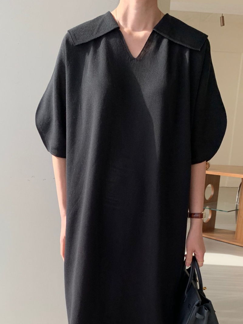 BOWEN - Korean Women Fashion - #Kfashion - Wholegarment Volume Collar One-piece - 11
