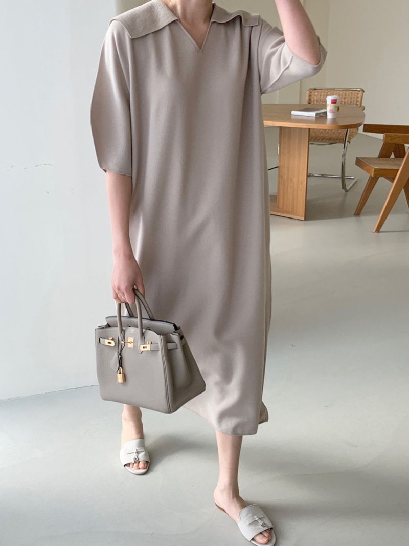 BOWEN - Korean Women Fashion - #Kfashion - Wholegarment Volume Collar One-piece - 3