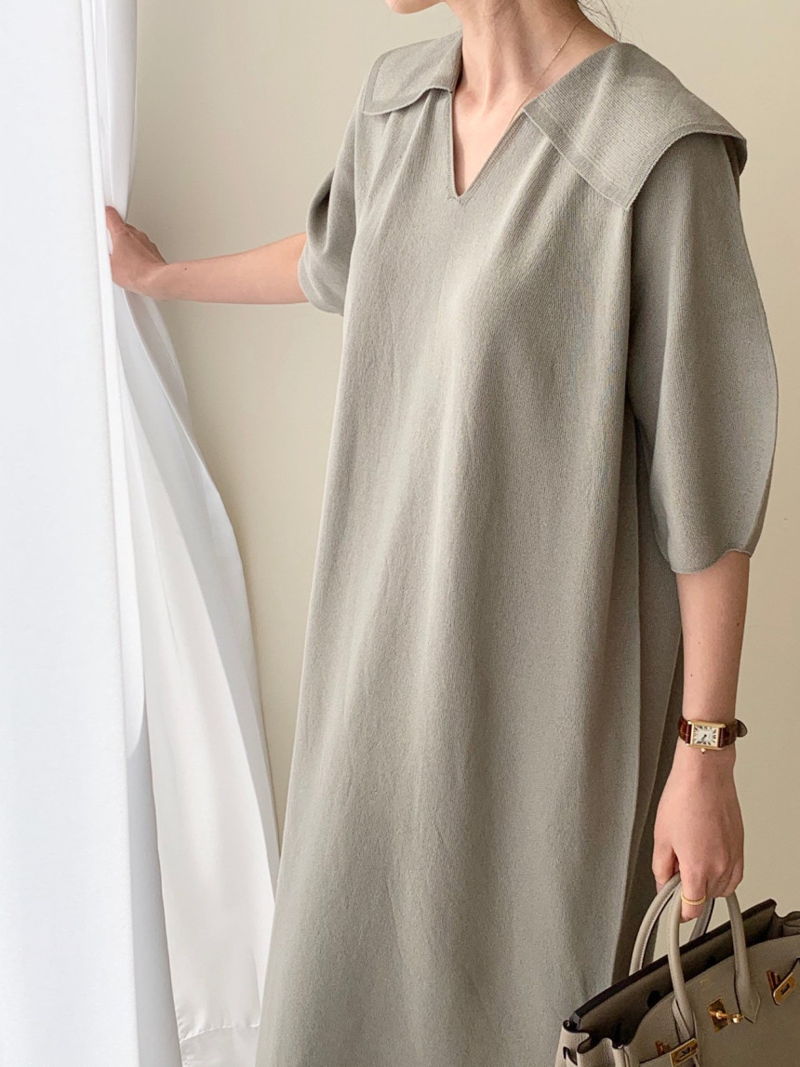 BOWEN - Korean Women Fashion - #Kfashion - Wholegarment Volume Collar One-piece - 7