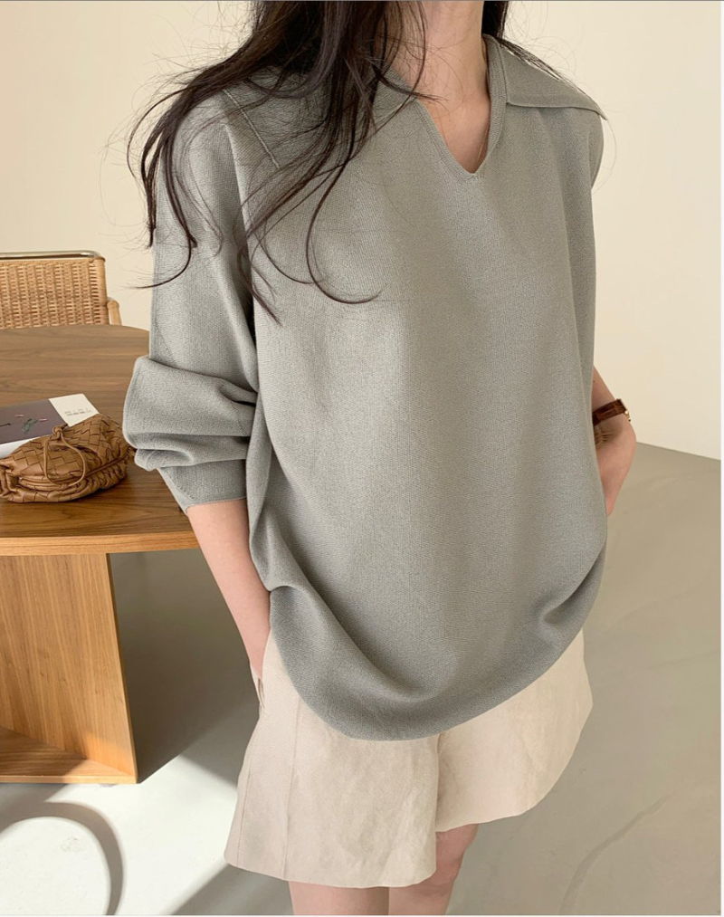 BOWEN - Korean Women Fashion - #Kfashion - Wholegarment Sailor Collar Knit Pullover - 10