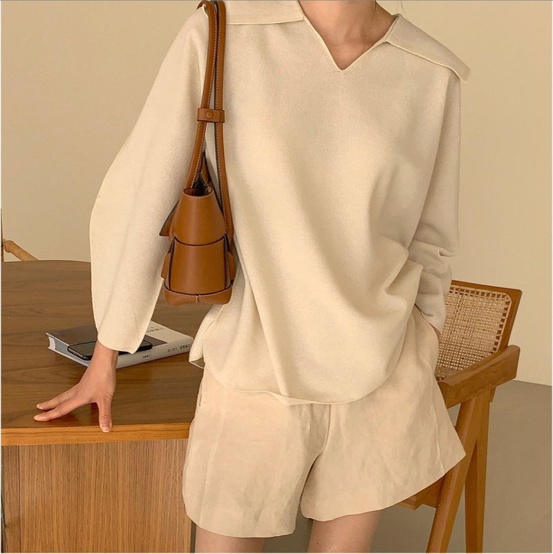 BOWEN - Korean Women Fashion - #Kfashion - Wholegarment Sailor Collar Knit Pullover - 2