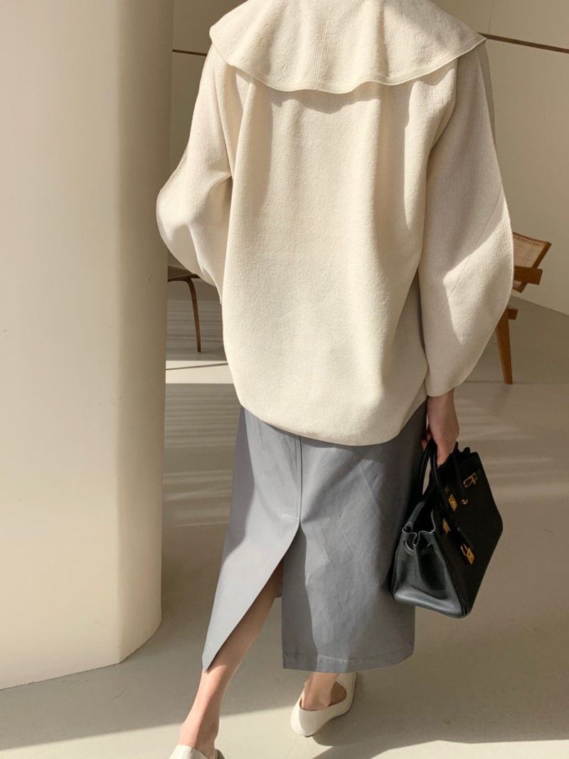 BOWEN - Korean Women Fashion - #Kfashion - Wholegarment Sailor Collar Knit Pullover - 5
