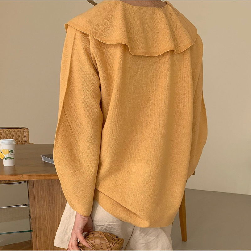 BOWEN - Korean Women Fashion - #Kfashion - Wholegarment Sailor Collar Knit Pullover - 6