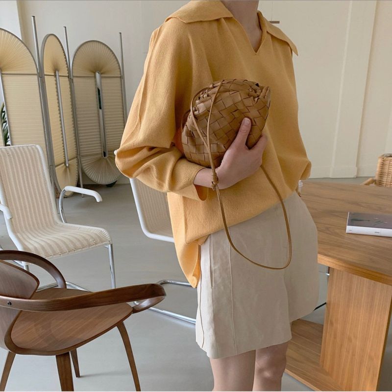 BOWEN - Korean Women Fashion - #Kfashion - Wholegarment Sailor Collar Knit Pullover - 8