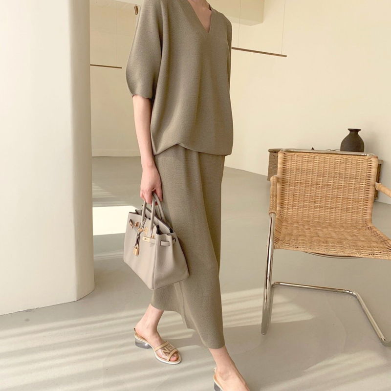 BOWEN - Korean Women Fashion - #Kfashion - Wholegarment Anduo Knit Top Bottom Set