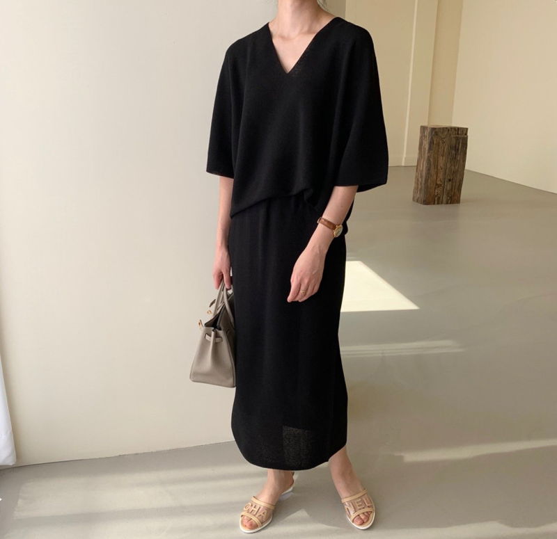 BOWEN - Korean Women Fashion - #Kfashion - Wholegarment Anduo Knit Top Bottom Set - 11