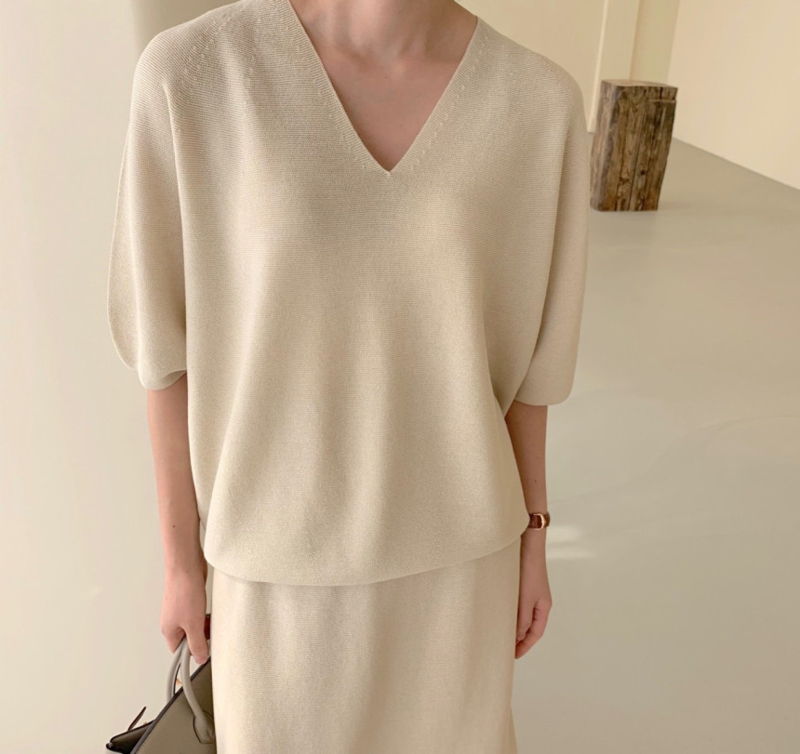 BOWEN - Korean Women Fashion - #Kfashion - Wholegarment Anduo Knit Top Bottom Set - 4