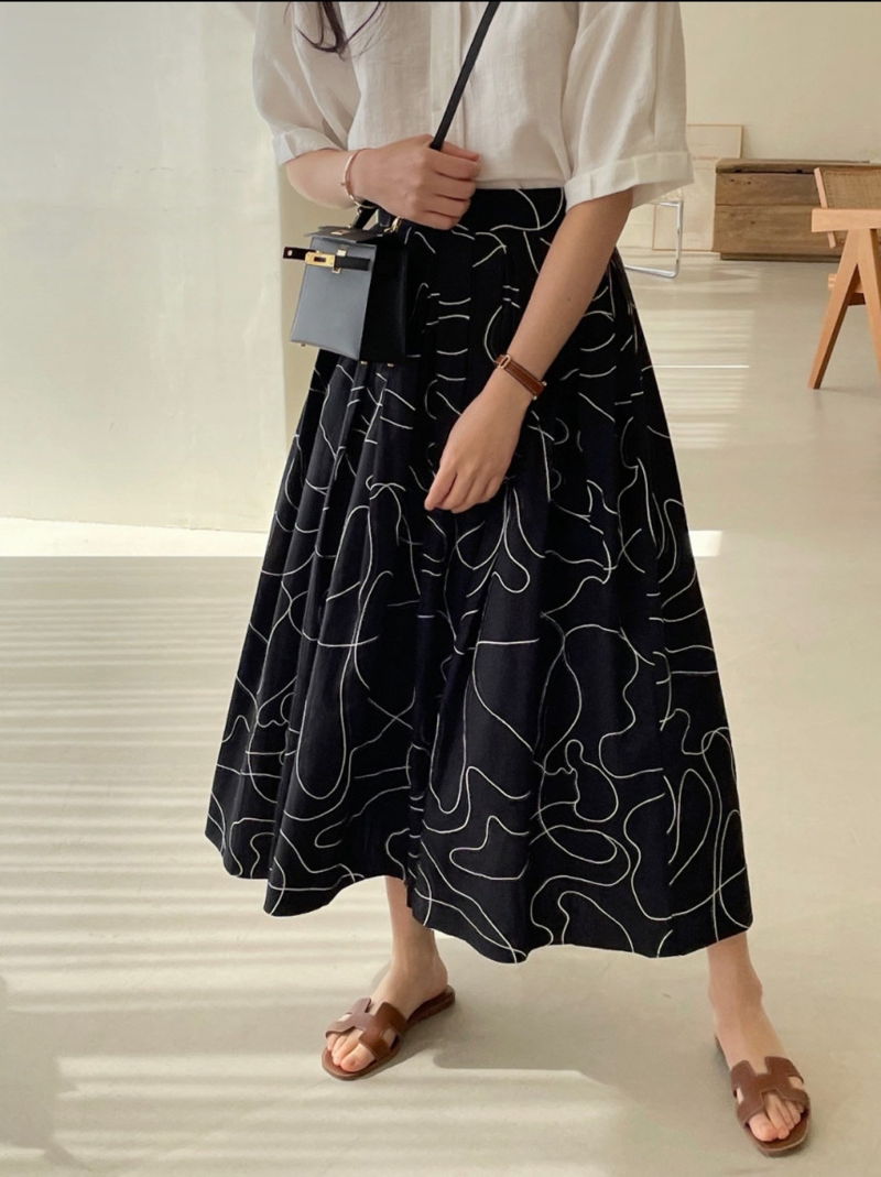 BOWEN - Korean Women Fashion - #Kfashion - Printing Hul Skirt
