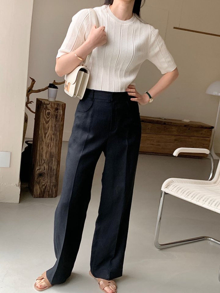 BOWEN - Korean Women Fashion - #Kfashion - Gani Rib Short Sleeved Tee with Cardigan