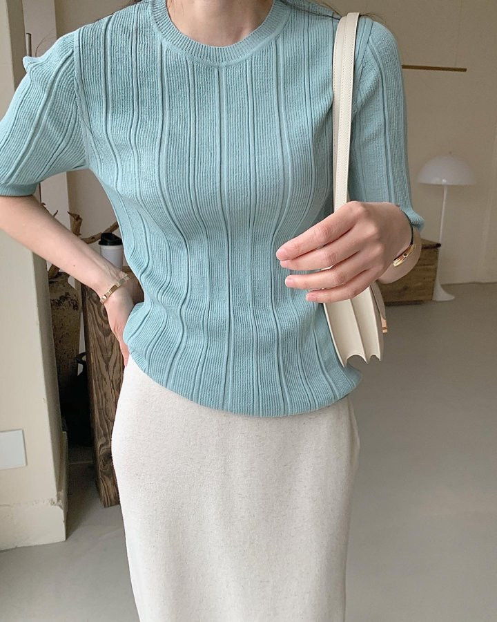 BOWEN - Korean Women Fashion - #Kfashion - Gani Rib Short Sleeved Tee with Cardigan - 5