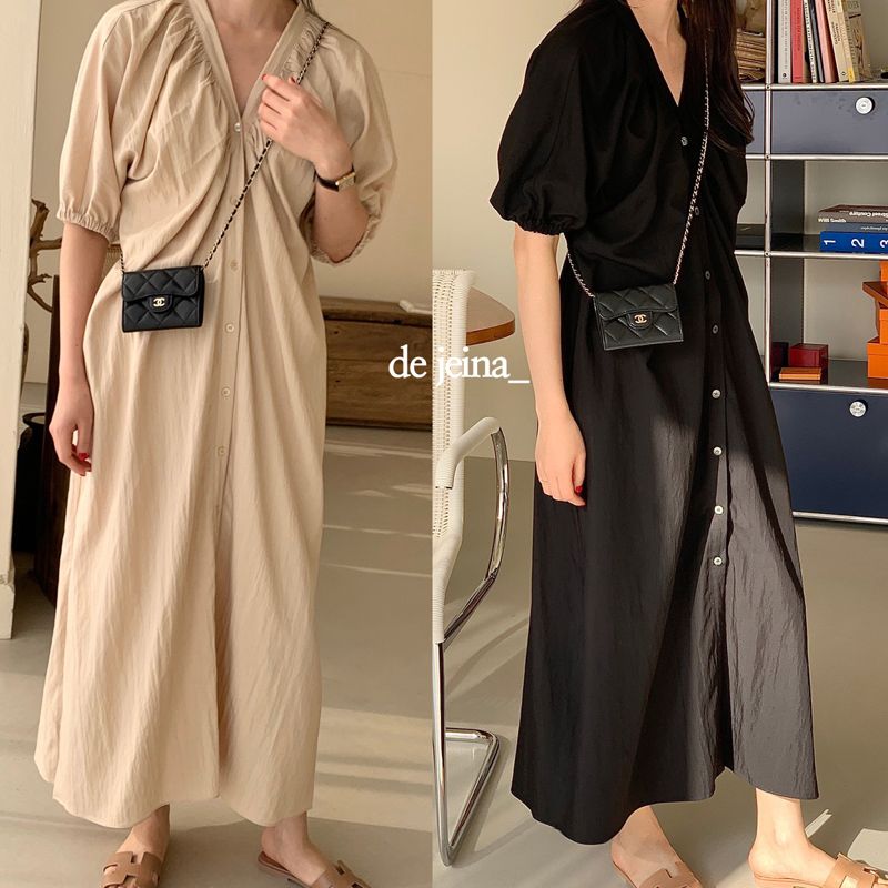 BOWEN - Korean Women Fashion - #Kfashion - Shirring One-piece