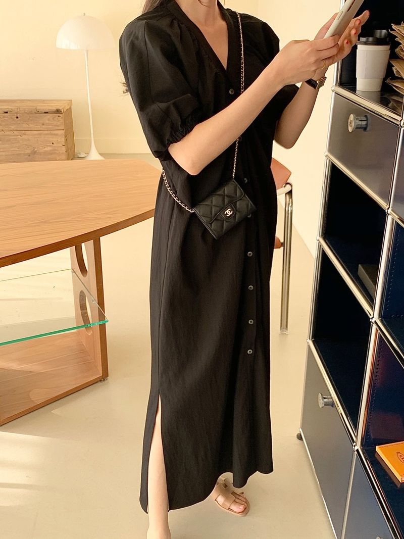 BOWEN - Korean Women Fashion - #Kfashion - Shirring One-piece - 2