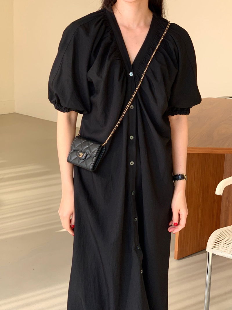 BOWEN - Korean Women Fashion - #Kfashion - Shirring One-piece - 5