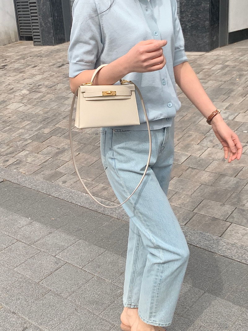 BOWEN - Korean Women Fashion - #Kfashion - Beige Blue Denim Pants - 4