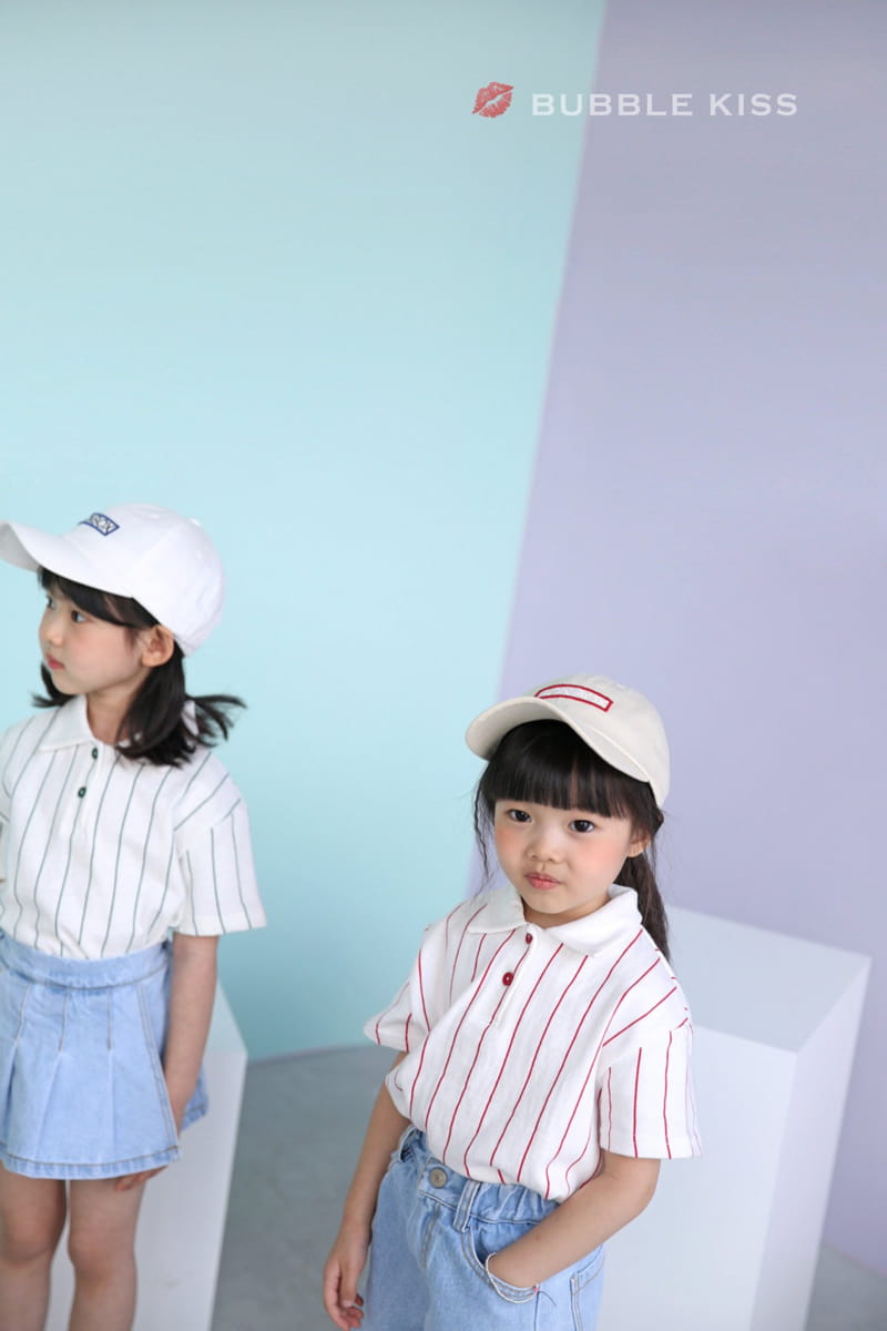 BUBBLE KISS - Korean Children Fashion - #Kfashion4kids - Stripes Collar Tee - 9