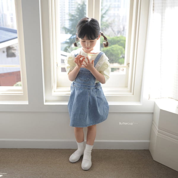 BUTTERCUP - Korean Children Fashion - #Kfashion4kids - Denim Wrinkle Dungarees Skiert - 10