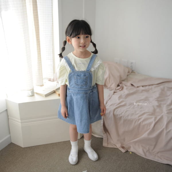 BUTTERCUP - Korean Children Fashion - #Kfashion4kids - Denim Wrinkle Dungarees Skiert - 3