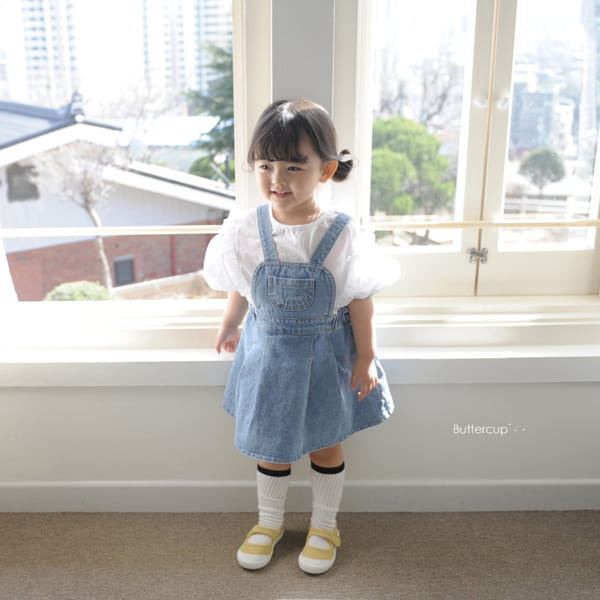 BUTTERCUP - Korean Children Fashion - #Kfashion4kids - Denim Wrinkle Dungarees Skiert - 5