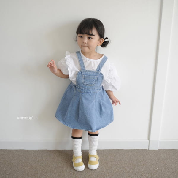 BUTTERCUP - Korean Children Fashion - #Kfashion4kids - Denim Wrinkle Dungarees Skiert - 7