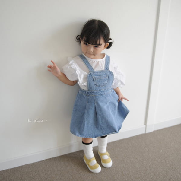BUTTERCUP - Korean Children Fashion - #Kfashion4kids - Denim Wrinkle Dungarees Skiert - 8