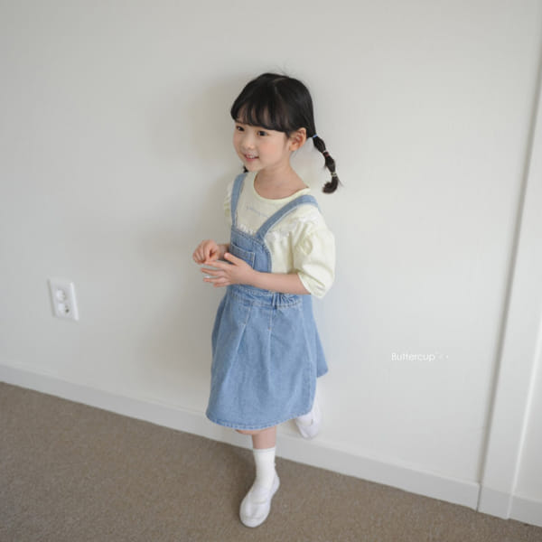 BUTTERCUP - Korean Children Fashion - #Kfashion4kids - Denim Wrinkle Dungarees Skiert - 9