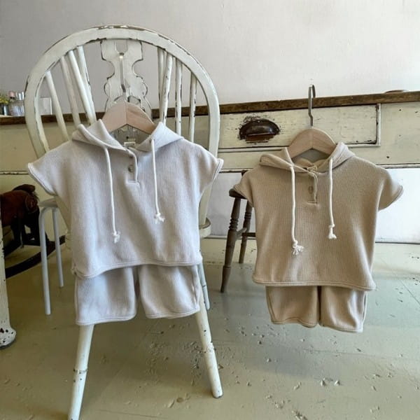 CHOCO BEBE - Korean Children Fashion - #Kfashion4kids - Waffle Hoody Bottom Set  - 2
