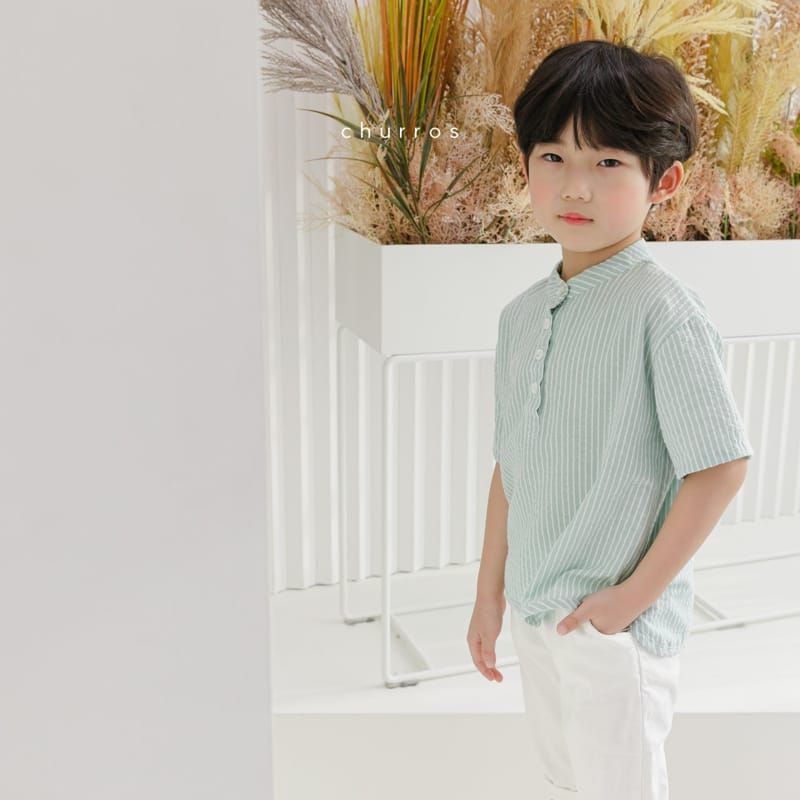CHURROS - Korean Children Fashion - #Kfashion4kids - Collin Henry Neck Shirt - 3